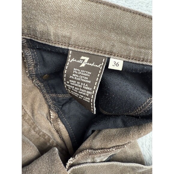 7 for all mankind SLIMMY Mens Brown Stone Washed Jeans 36/31 - Picture 4 of 9